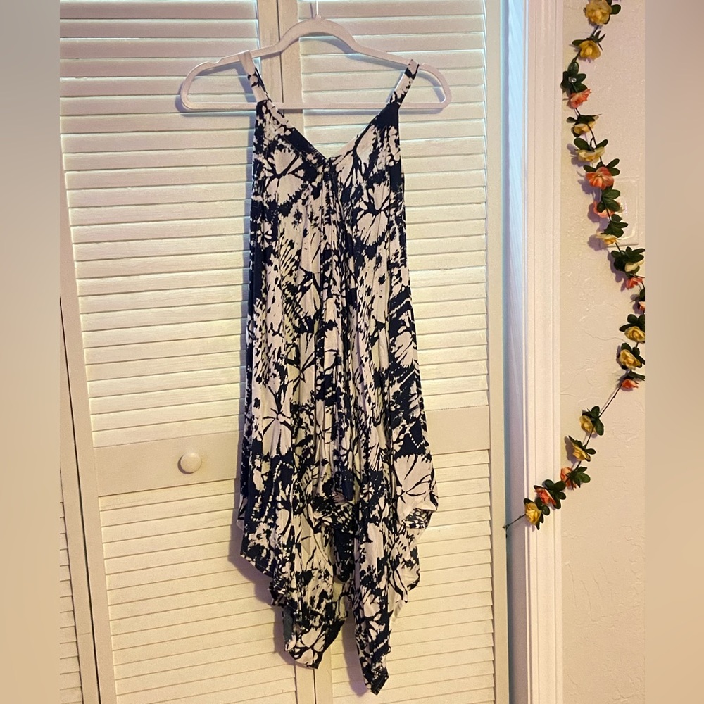 Tie Dye Design Split Flowy Dress